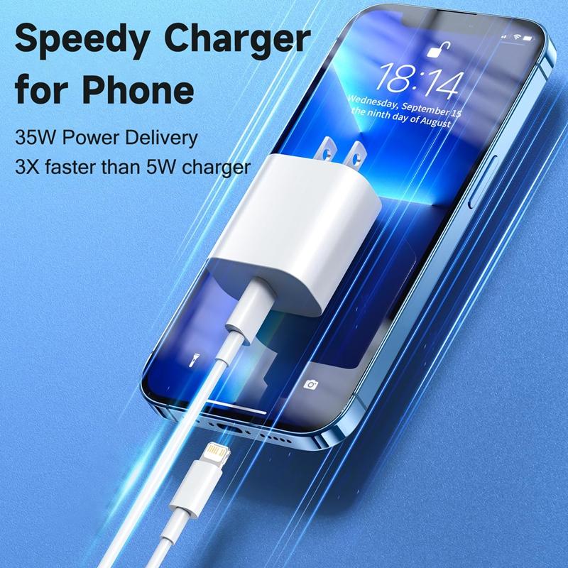 35W PD Fast Charger With 6FT USB C to iOS Cable for iPhone, Super Fast USB C Charger for iPhone 14 Pro Max 13 Pro 12 11 X XS 8 7 6 Fast Charging Charger Cable Set Cellphone Devices