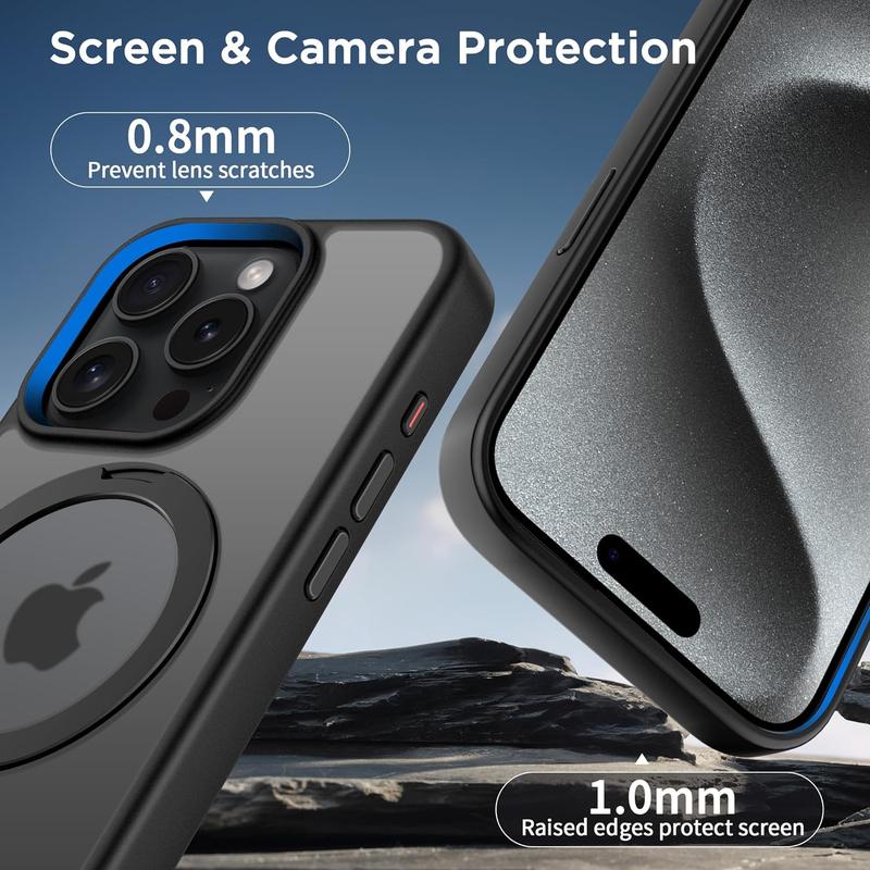 Upgraded 360° Spin Magnetic Stand Phone Case, Support Magsafe,Translucent Slim Soft Edge Accessories Wireless