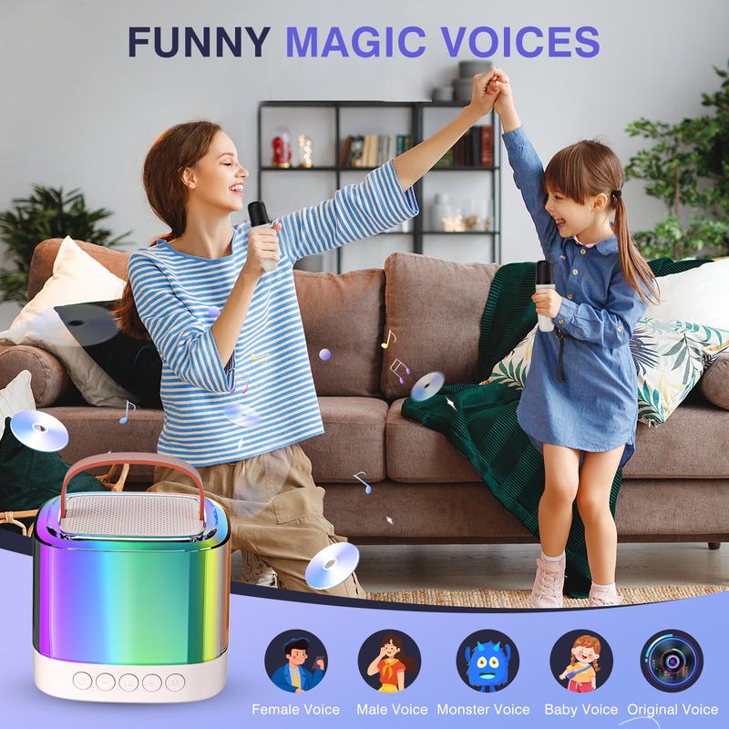 Portable Mini Bluetooth 5.3 Karaoke with Dual Microphone Wireless Free Singing, Ideal gift for kids,  party, family gathering. Audio