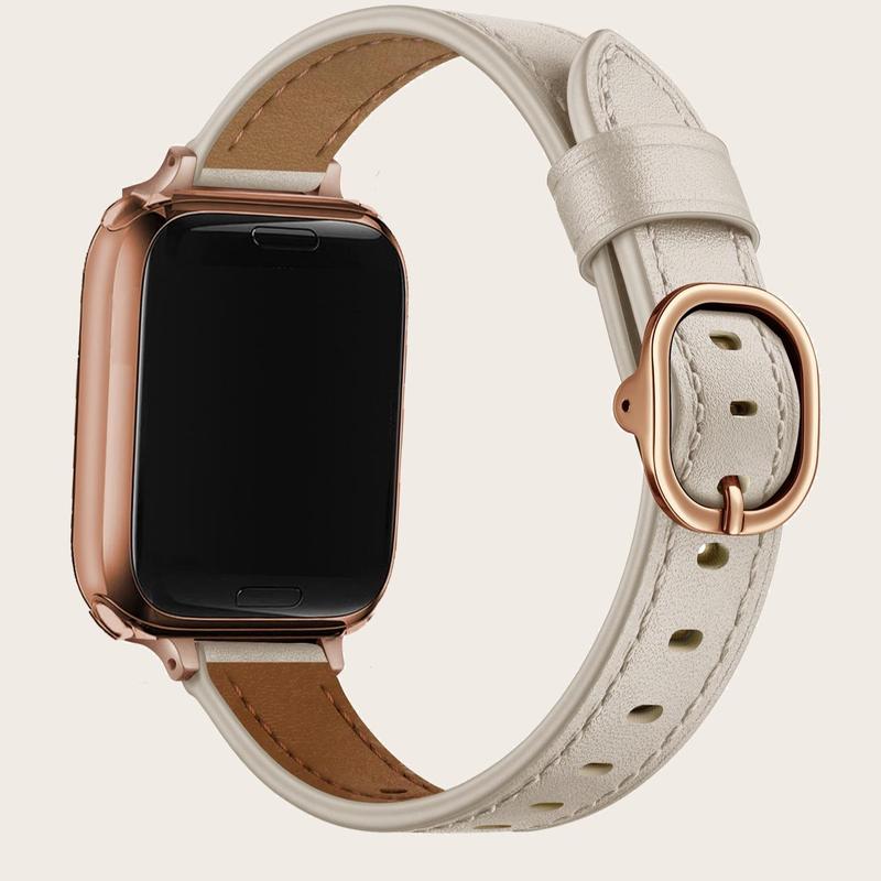 Solid Color Faux Leather Smart Watch Band (Band Only), 1 Count Adjustable Replacement Watch Band for Women, Smart Watch Band, Ultra-thin Soft Watchband For iWatch Series, Wearable Devices Accessories, Watches Band