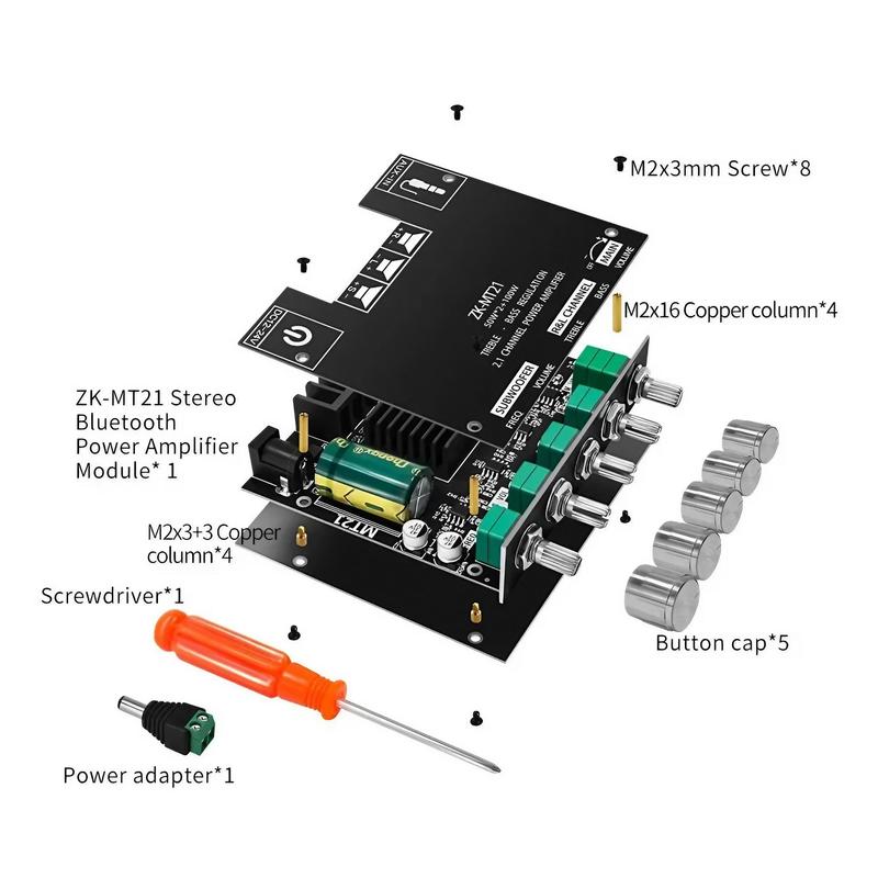 2.1 Channel Power Amplifier Board, Bluetooth-compatible Audio Power Amplifier Module, Audio & Video Accessories for DIY Audio & Home Theater