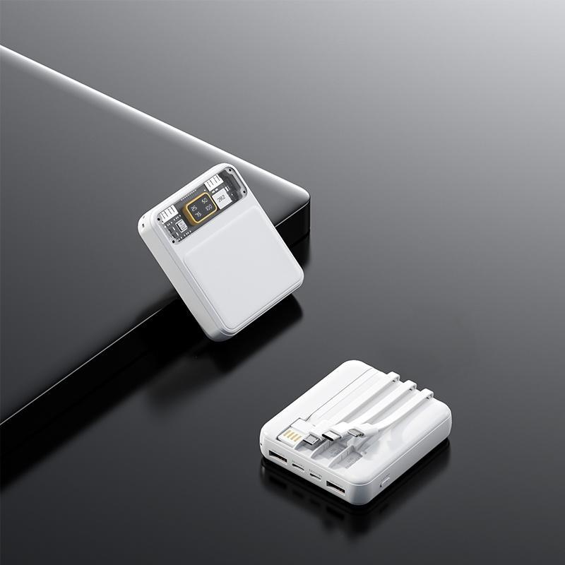 10000mAh Portable Power Bank, Mini Power Bank with 4 Built-in Cable, Portable Charger for iPhone 15 14 13 Samsung Android