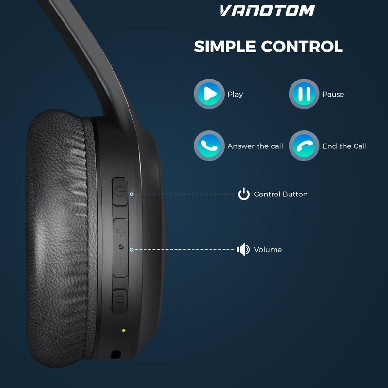 VANOTOM Wireless Headphone, Noise Cancellation Headphone, Wireless Headset for Gaming, Foldable Headphone for Phones, Computers, MP3, Fun Summer Gift, Electronics Audio Headphone Gift to return to school Back-to-School Gift