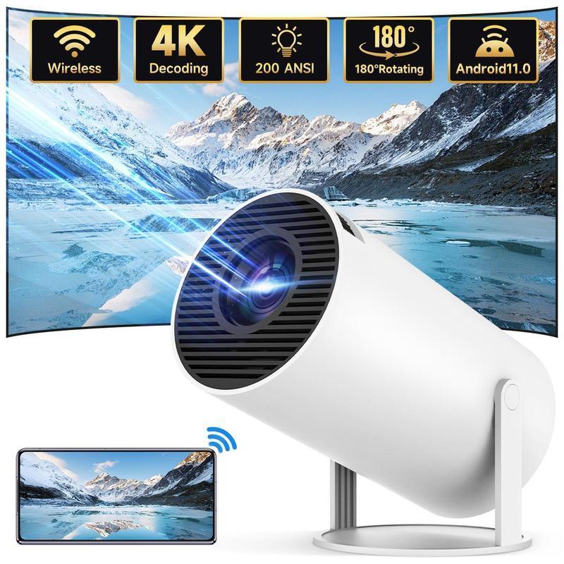 KURY Cinema-Grade Visual Experience: Mini Projector, 4K 1080P Full HD Support, Auto Keystone, Smart Projector with WiFi 6 & BT 5.0, 180° Rotatable, Outdoor and Home Video Projector for Phone, TV Stick, Laptop,Built-in audio