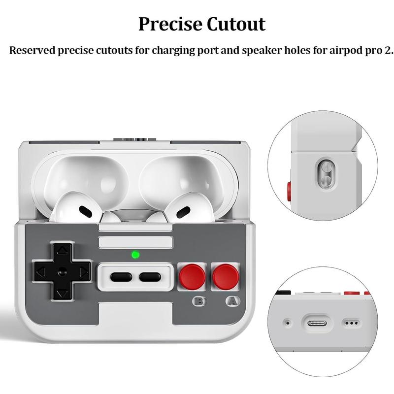 AirPods Pro 2nd 1st Generation Case Cover, Cute Funny Cool Game Player Design Silicone Protective Case with Lanyard for Apple AirPods Pro 2nd 1st Gen Charging Case