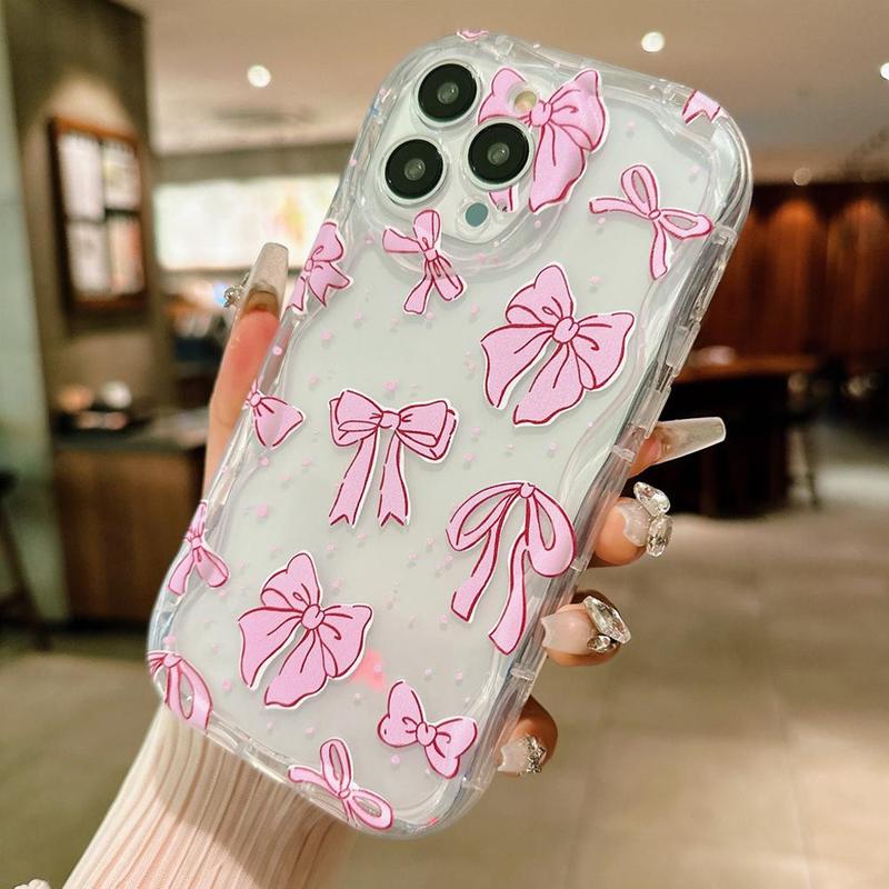 Bowknot Pattern Phone Case for Summer, Transparent Phone Case, Shockproof Phone Protective Cover Compatible With iPhone 7 8 X 11 12 13 14 15 Plus Pro Max, Fall Gift