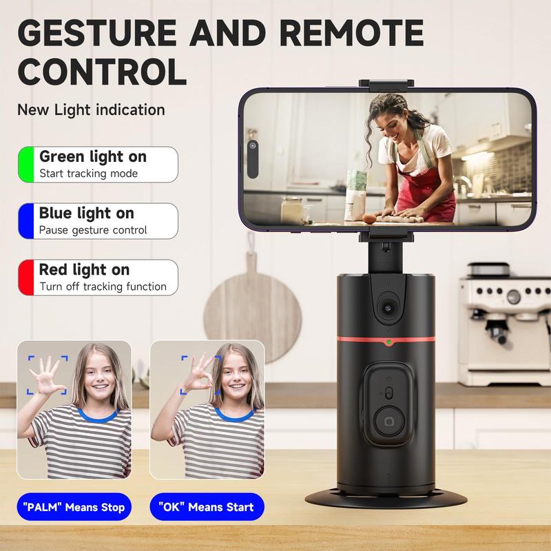 Auto Face Tracking Gimbal Stabilizer, Phone Accessories, Portable 360° Rotation Smart Selfie Cellphone Stabilizer For Shooting, Vlog, Anti-shaking Holder with Remote Control for iOS Android Smartphone, Phone Accessories, Stocking Fillers Gift