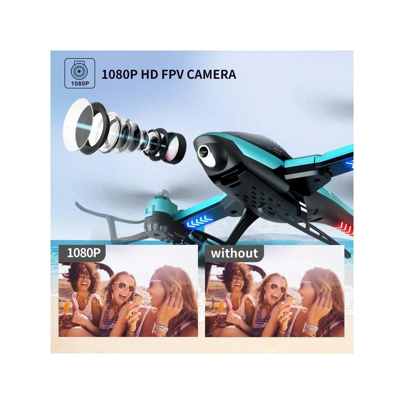 4DRC 4DV10 Drone With 1080P HD Camera For Adults,Helicopte Mini Foldable RC Quadcopter WIFI FPV Live Video For Beginners,3D Flips, Gestures Selfie, Altitude Hold, One Key Start, 2 Batteries