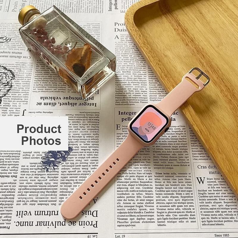 Soft Silicone Watch Band & Screen Protector Case, 2 Counts set Comfortable Adjustable Watch Band & Screen Protector Compatible With Apple Watch Band 38 40 41 42 44 45 49mm