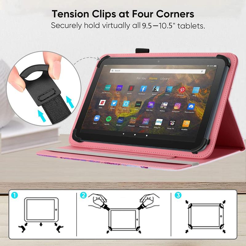 Universal 10 10.1 Inch Android Tablet Case,360 Degree Rotatable Kickstand Multiple Viewing 9.5