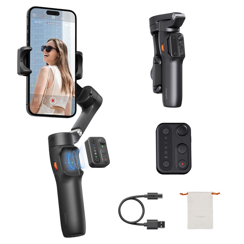 hohem iSteady X3 SE Gimbal Stabilizer for iPhone, Smartphone Foldable Gimbal with Detachable Remote Control, Portable Foldable 3-Axis Phone Gimbal for Android & iPhone 16 15 Pro Max, Ideal for Travel Vlogging