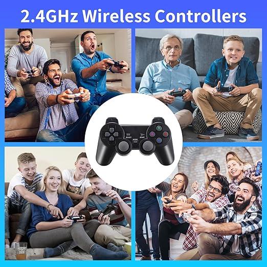 2024 NEW Retro Game Console, Nostalgia Stick Game,Retro Game Stick,Plug and Play Video Game Stick Built in 20000+ Games,4K HDMI Output,9 Classic Emulators, Dual 2.4G Wireless Controllers-64G playstation