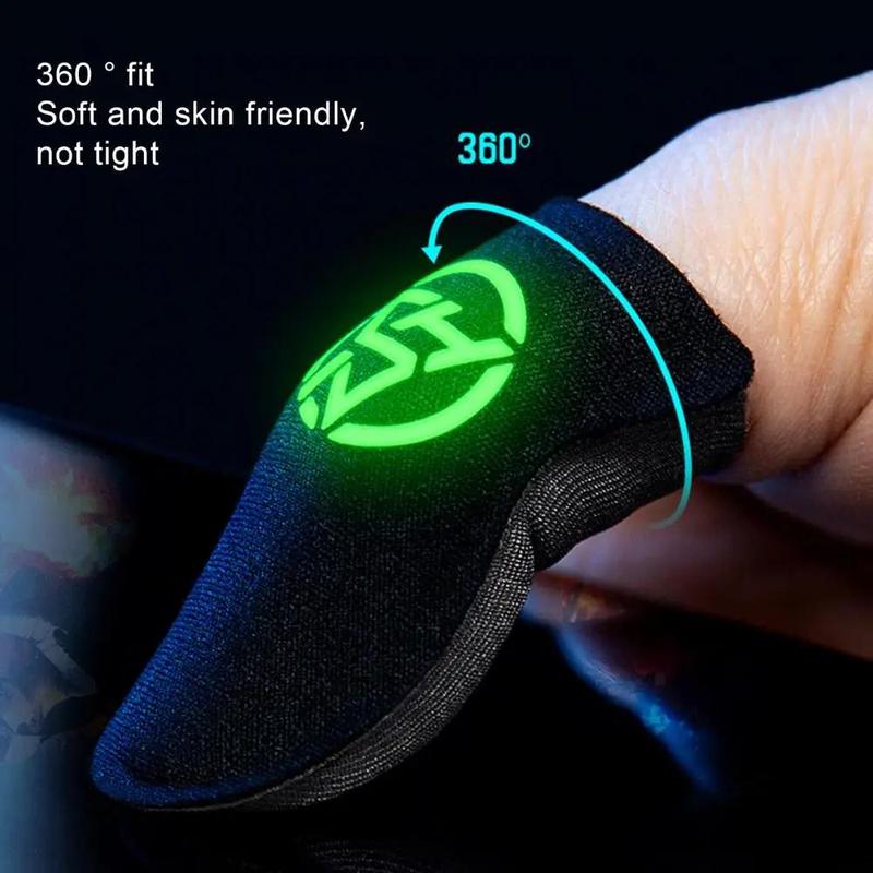 Luminous Gaming Finger Gloves with Storage Box, 1 Pair Anti-sweat Gaming Finger Gloves with Storage Box, Breathable Finger Gloves for Mobile Phone, Universal Gaming Accessories