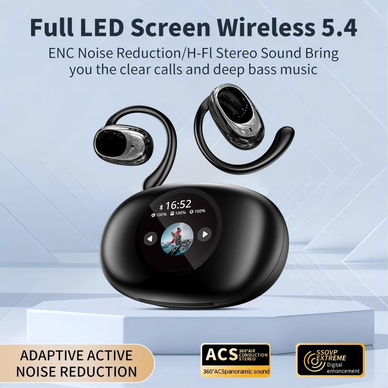 Full-Color Display Bluetooth Earphone, Multifunctional Wireless Earbuds Earphones, Noise Reduction Headphones,Smart Earphones with Charging Case, Long Life In-Ear Lightweight Headphones Audio Headset