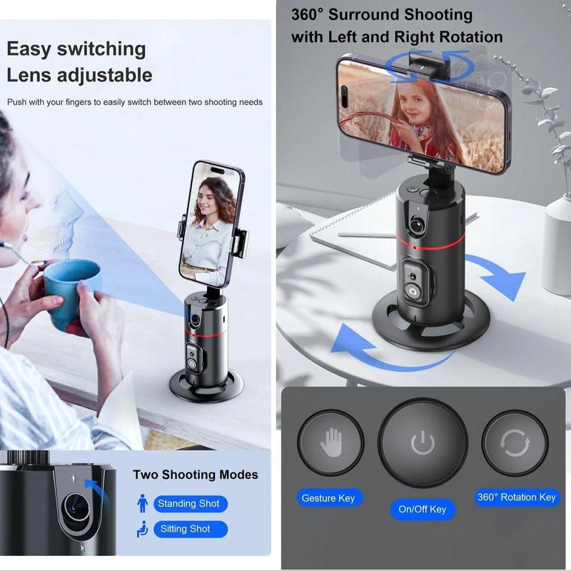 Auto Face Tracking Gimbal Stabilizer, Phone Accessories, Portable 360° Rotation Smart Selfie Cellphone Stabilizer For Shooting, Vlog, Anti-shaking Holder with Remote Control for iOS Android Smartphone, Phone Accessories, Stocking Fillers Gift