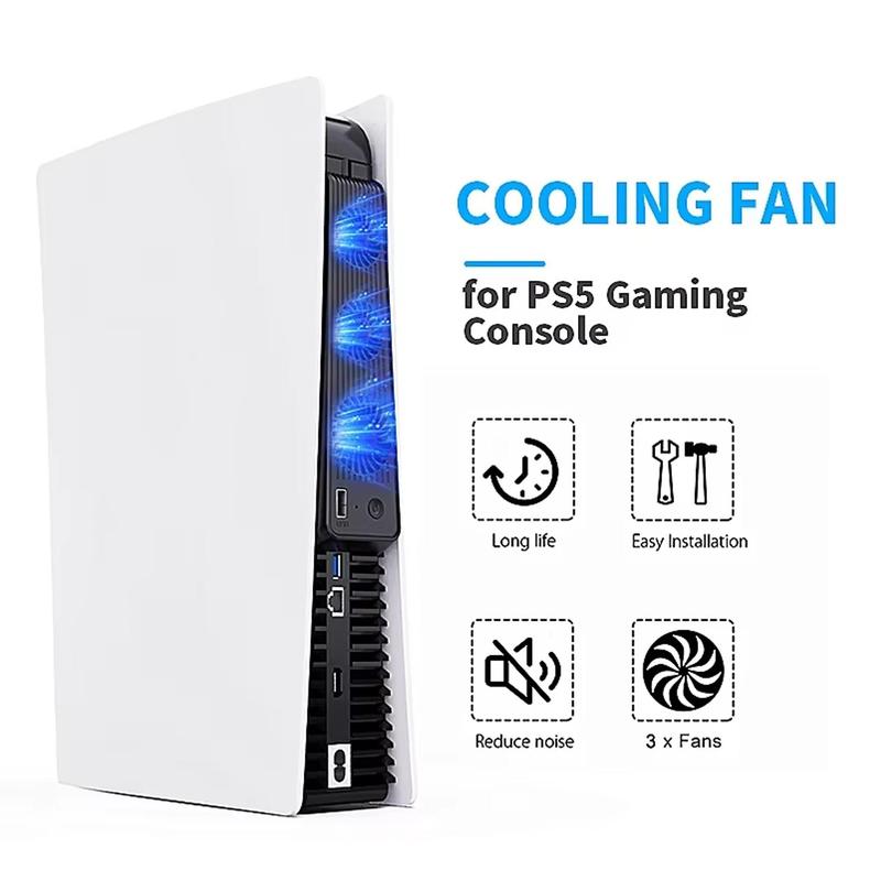 AOLION Cooling Fan for PS5, USB Host with 3 Extended Cooling Fan, Console Cooling Fan Radiators, Console Accessories for PlayStation 5