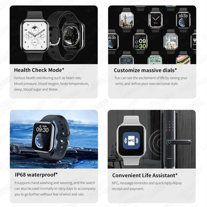 Original New GPS smartwatch men for Apple Watch 10 series Display body temperature BT call NFC women smartwatch for iOS Android