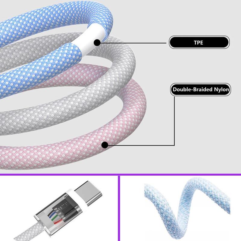 Type-C to Type-C Fast Charging Data Cable, 1 Count 30W Durable & Anti-break Mobile Phone Charging Cable, Accessories for iPhone & TypeC Port Devices