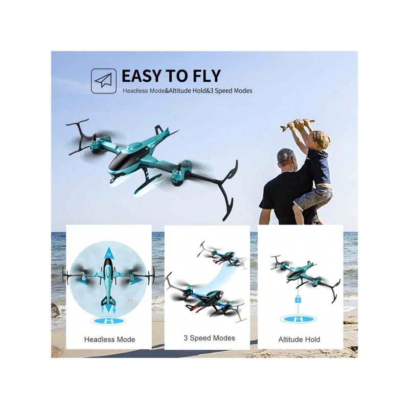 4DRC 4DV10 Drone With 1080P HD Camera For Adults,Helicopte Mini Foldable RC Quadcopter WIFI FPV Live Video For Beginners,3D Flips, Gestures Selfie, Altitude Hold, One Key Start, 2 Batteries