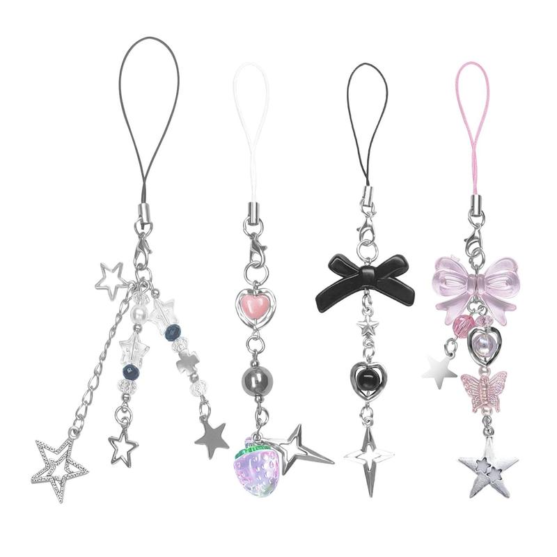 Cute Phone Charms, Y2K Phone Charms Strap, Strawberry Butterfly Star Phone Charm, Y2K Accessories for Phone Bag Keychain AirPods Camera Pendants Decor