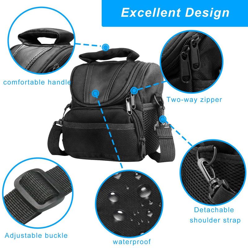 Waterproof Camera Bag Small Shoulder Camera Messenger Bag SLR DSLR Canvas Crossbody Camera Case for Women and Men - Black