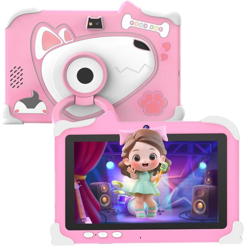 Tablet, 7 inch Android 12 Tablet for , 4GB RAM 32GB ROM  Tablet with Shockproof Case, Parental Control, Education, 2MP+5MP Dual Camera, Safety Eye IPS Screen for Boys Girls, Pink