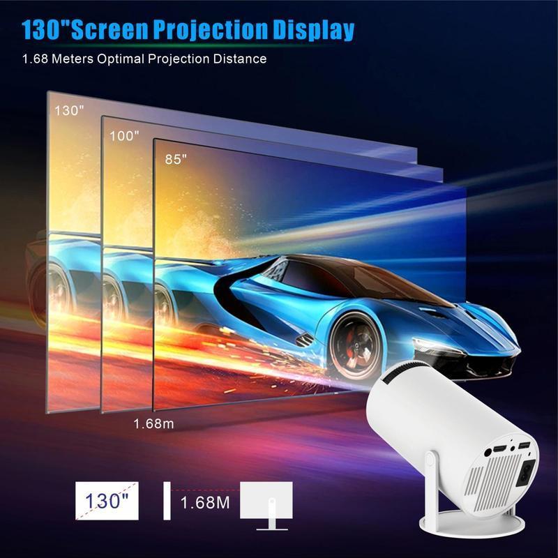 KURY Cinema-Grade Visual Experience: Mini Projector, 4K 1080P Full HD Support, Auto Keystone, Smart Projector with WiFi 6 & BT 5.0, 180° Rotatable, Outdoor and Home Video Projector for Phone, TV Stick, Laptop,Built-in audio