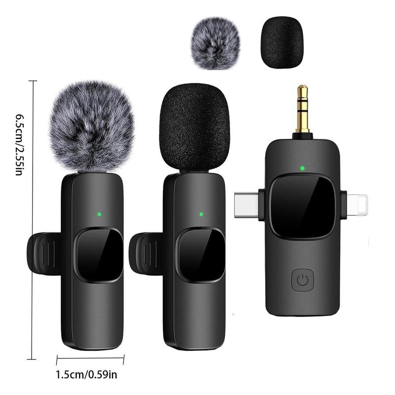 3-in-1 Wireless Audio Microphone, 1 Set Rechargeable Mini USB C Microphone, 2.4G Low Delay Microphone for Video Recording, Vlog, Interview