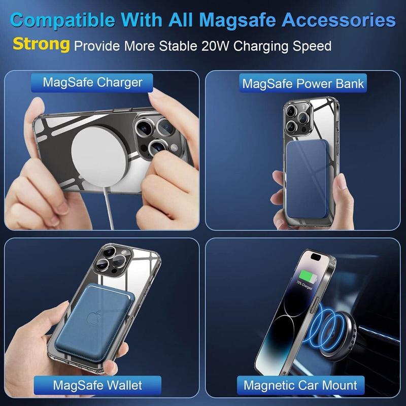 For Apple iPhone 16 15 14 13 12 Pro Max 11 Plus Clear Case Slim Plating Cover With MagSafe Transparent Shockproof Protection Protective iphone case