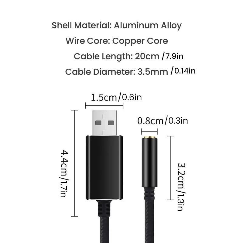 USB to 3.5mm Jack Audio Cable, USB to Aux Adapter, External Stereo Sound Card Support USB to TRRS 4-Pole Aux Port Headphones