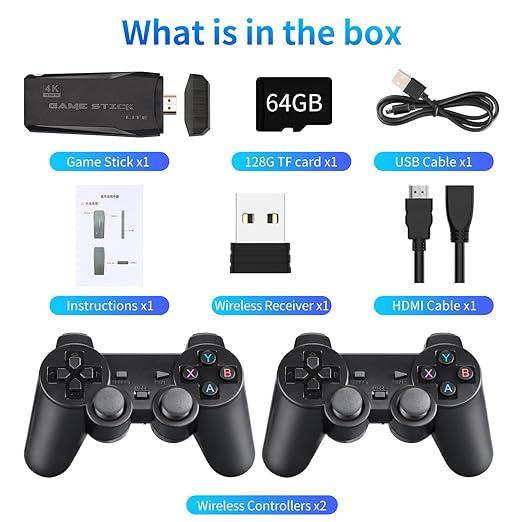 2024 NEW Retro Game Console, Nostalgia Stick Game,Retro Game Stick,Plug and Play Video Game Stick Built in 20000+ Games,4K HDMI Output,9 Classic Emulators, Dual 2.4G Wireless Controllers-64G playstation