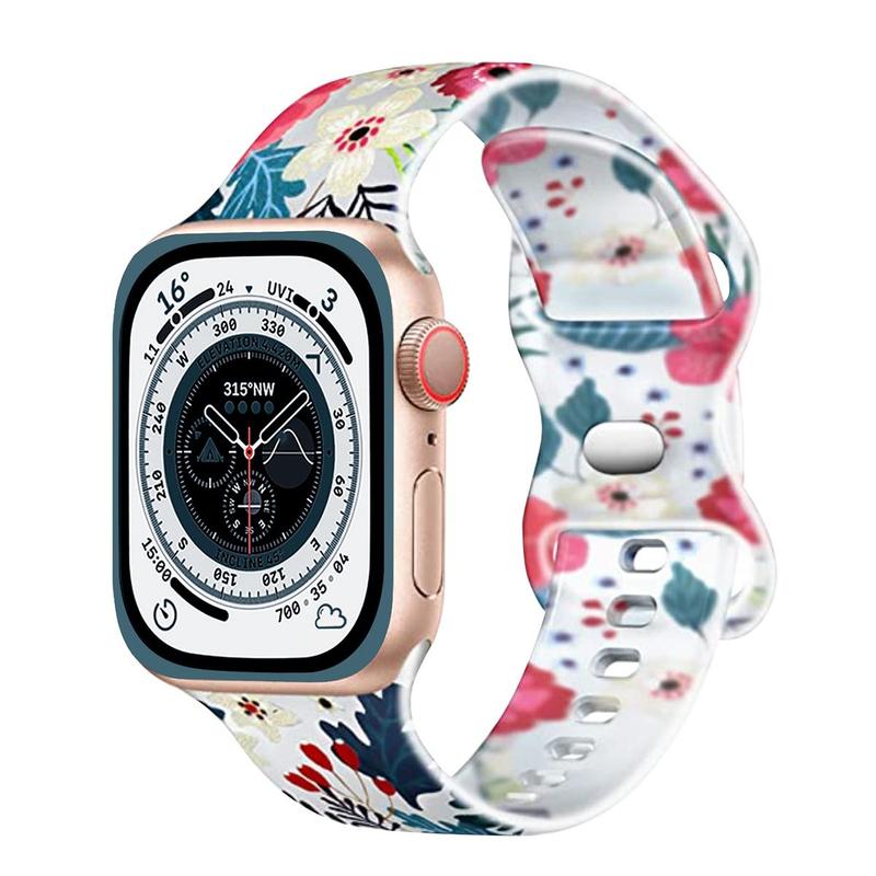 Soft And Comfortable Transparent Printed Silicone Strap Compatible with Apple Watch Band 49mm45mm44mm42mm41mm40mm38mm, Suitable For iwatch Ultra Series Se9 8 7 6 5 4 3 2 1 Smartwatch Accessories