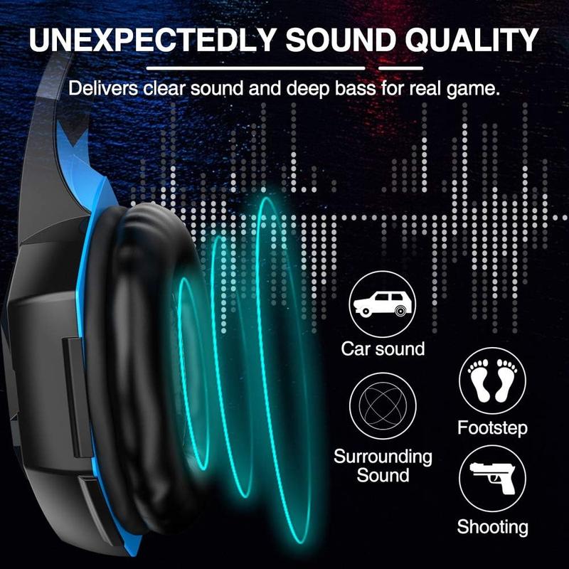 G2000 Gaming Headset with Bass Surround Noise Cancelling Mic for PS5 PS4 Xbox One Controller, Over Ear Headphones for PC Games Audio Electronic Earbud