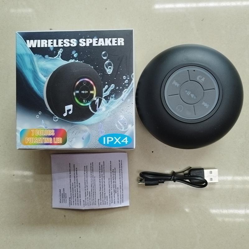 Mini Portable Wireless Speaker, 2024 New Rechargeable Waterproof Speaker with LED Light, Portable Bluetooth-compatible Speaker for Beach,Shower & Home