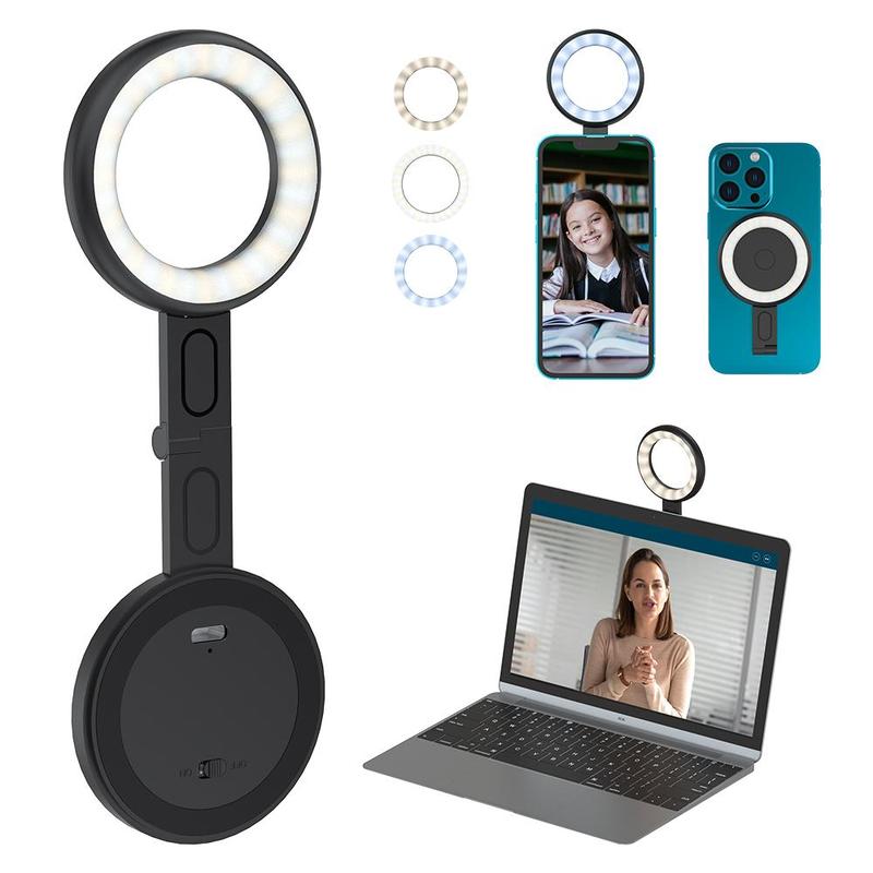 Magnetic Selfie Ring Light, Rechargeable LED Selfie Ring Light, LED Fill Light Compatible with Magsafe, LED Ring Light for Selfies Photography Zoom Calls Video Conference