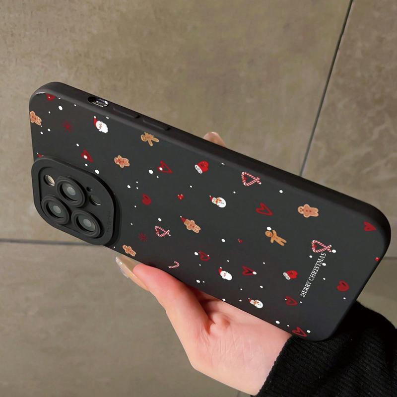 Cartoon Christmas Pattern Phone Case, Anti-drop Cellphone Protective Case, Shockproof Mobile Phone Protective Cover for iPhone Series