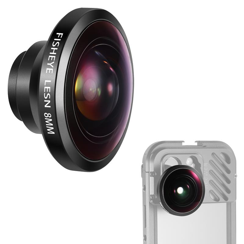 NEEWER LS-29 8mm HD Fisheye Phone Lens For iPhone Samsung Phone Cage