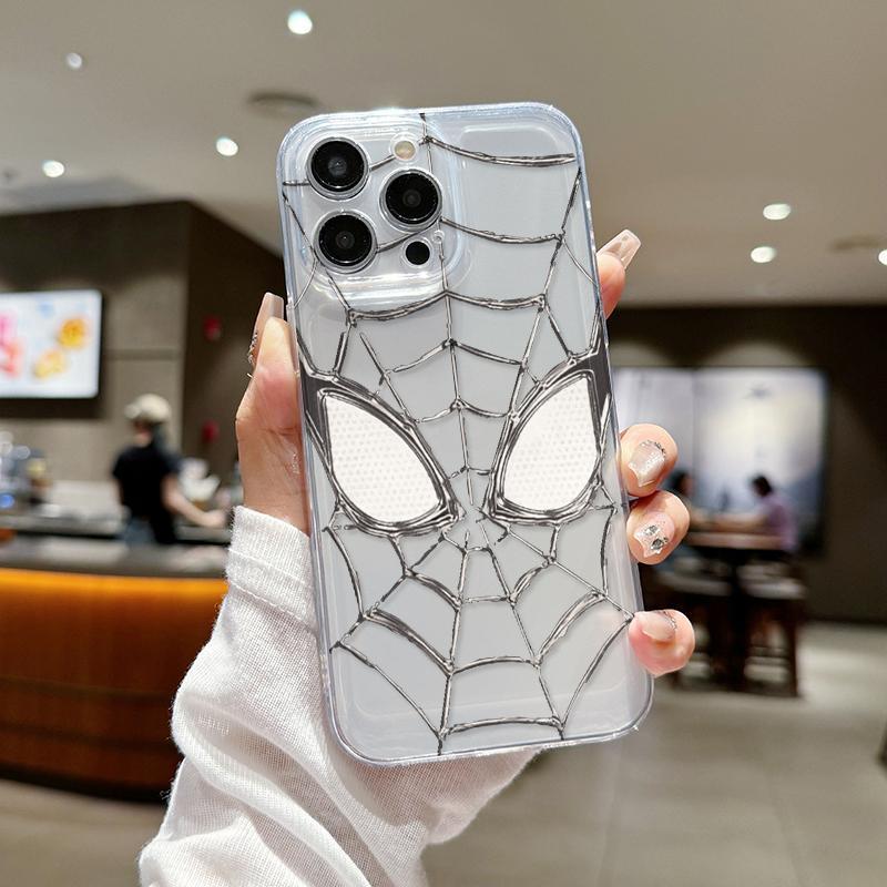 Spider Web Pattern Clear Phone Case, Shockproof Phone Protective Cover, Fashion Phone Accessories Compatible with iPhone 11 12 13 14 15 Pro Max