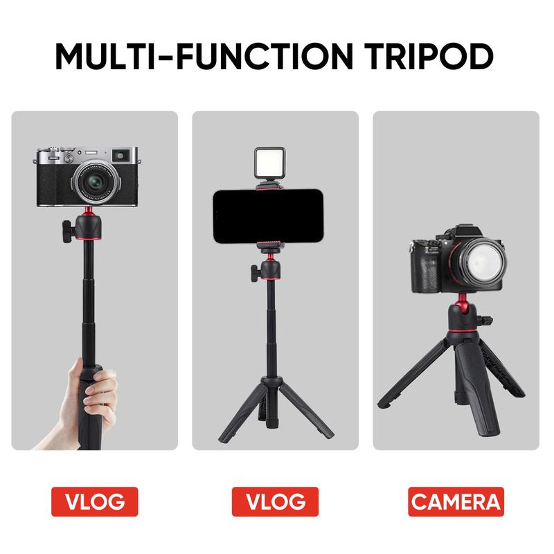 Portable Phone Camera Tripod (2 Counts), Mini Retractable Phone Clip with Tripod, Vlog Shooting Handheld Holder, Selfie Accessories for Phone