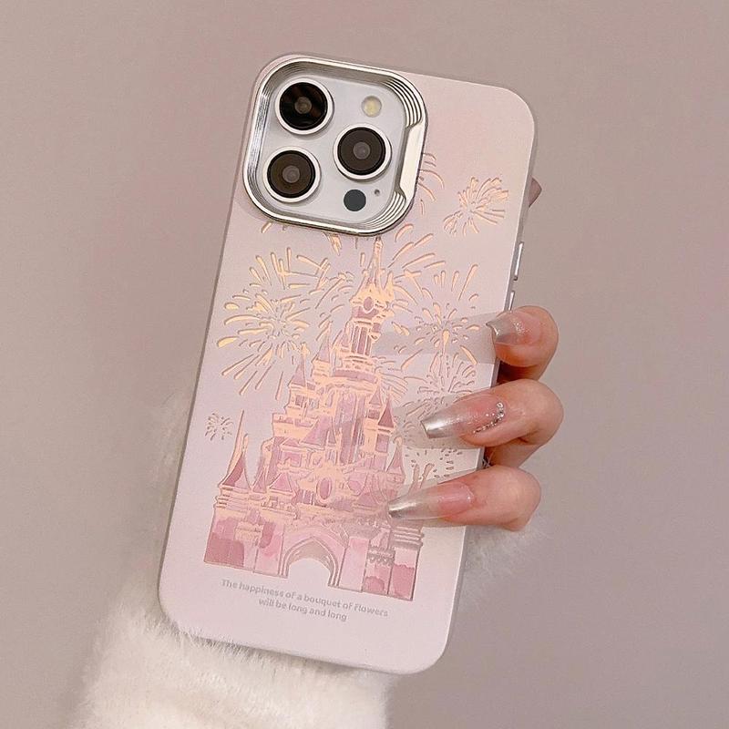 Gradient Castle Pattern Phone Case, Cute Decorative Phone Protector Cover, Phone Accessories Compatible with iPhone Series for Girl Gift & Daily Use, Smartphone Case, Cute Phone Cases