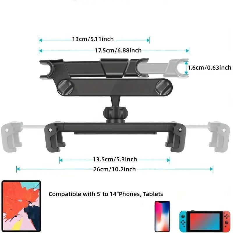 Car Headrest Tablet Holder, Adjustable Car Headrest Mount & Holder, Car Phone Stand Tablet Holder for Most Tablets & Phones, Car Accessories