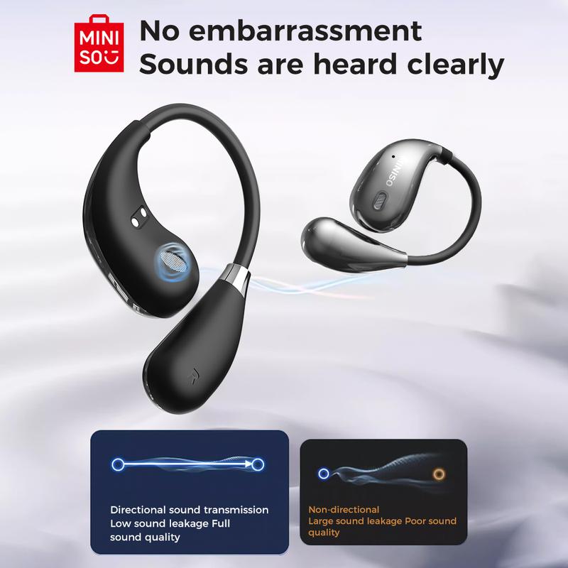 MINISO X33 AI Translation Wireless Earbuds Open Ear Earbuds Bluetooth 5.4, IPX5 Waterproof,35Hrs Playtime,On Ear Headphones Immersive Premium Sound Long Distance Connection Headset with Charging Case,Light-Weight Headphones Built-in Microphone