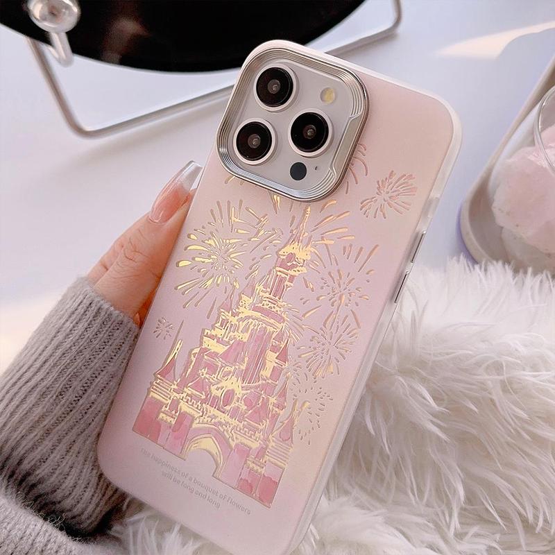 Gradient Castle Pattern Phone Case, Cute Decorative Phone Protector Cover, Phone Accessories Compatible with iPhone Series for Girl Gift & Daily Use, Smartphone Case, Cute Phone Cases