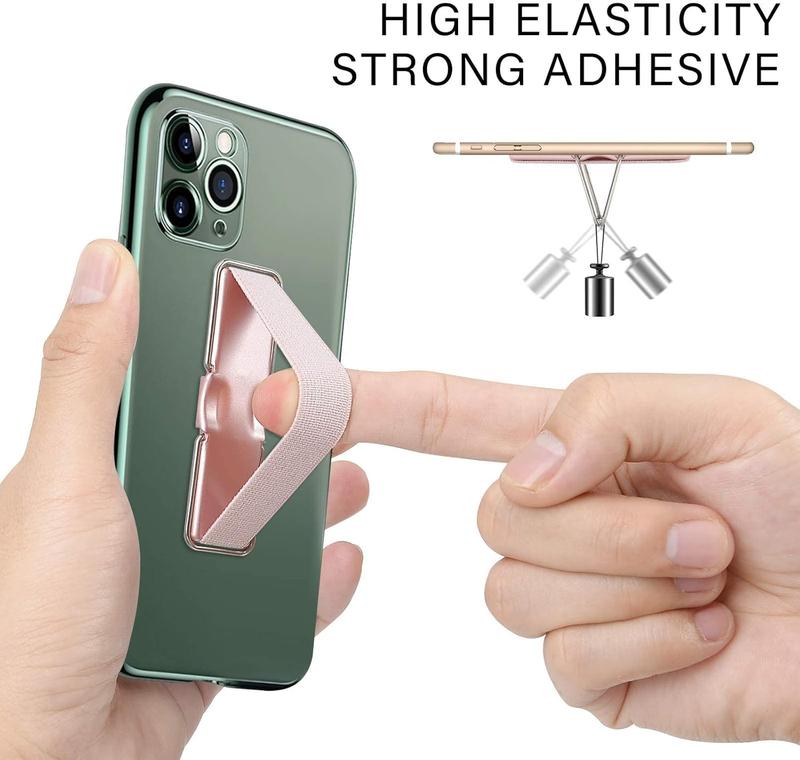 Phone Strap,  4 count Phone Finger Holder  of Phone Grip with Stand Suitable for iPhone Samsung and  Smartphones(Black Black Silver Rose Gold 4 count)