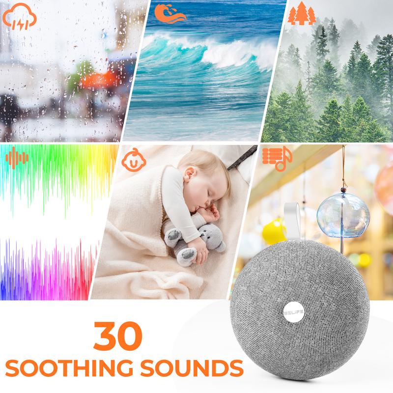 Fulog White Noise Sound Machine with 30 Soothing Sounds 16 Colors Night Light White Noise Machine for Adults Baby Kids Sleep Machines Memory Function 36 Volume Levels 5 Timers for Home Office Travel,Perfect Gift Christmas,Thanksgiving Day