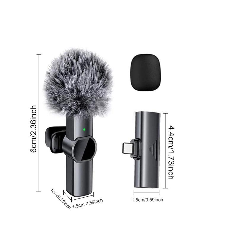 Wireless Lavalier Microphone for Summer Gift, 1 Set Long Standby Audio Lapel Mic, Professional Wireless Collar Clip Microphone for Phone, Mini Microphone, Wireless Mic, Cordless Omnidirectional Condenser Recording Mic for Vlog, Fall Gift