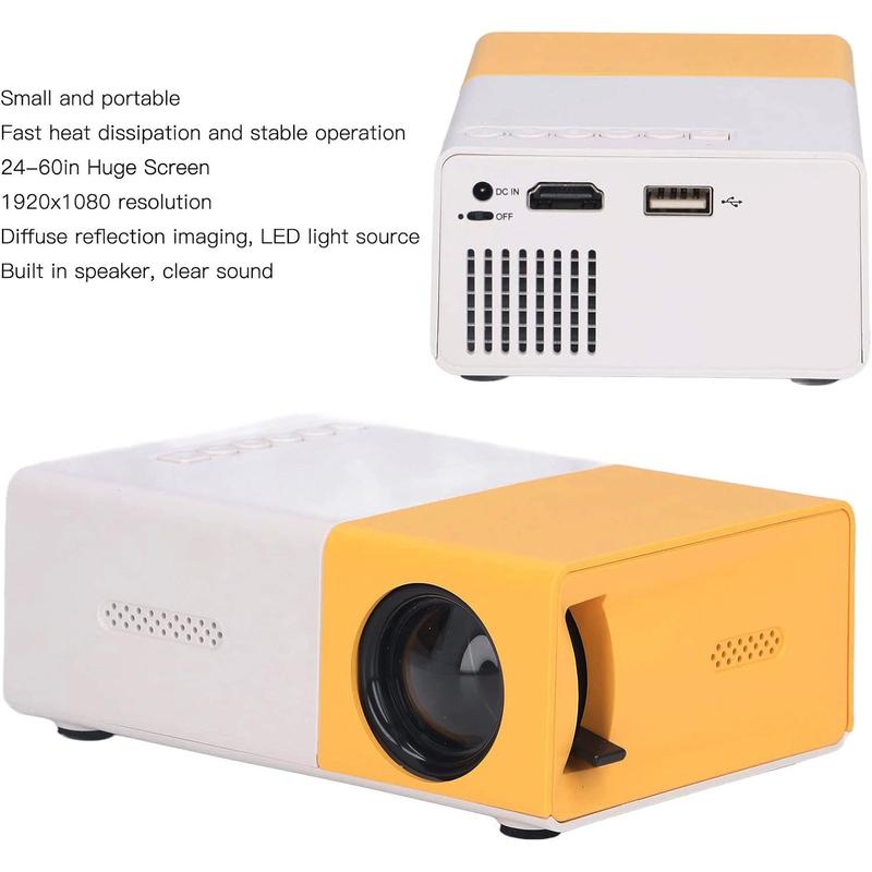 HAOYE YG300 Mini Portable Projector with Native Resolution 320 x 240 Pixels HDMI VGA Home Theater for Home Entertainment Audio projector.