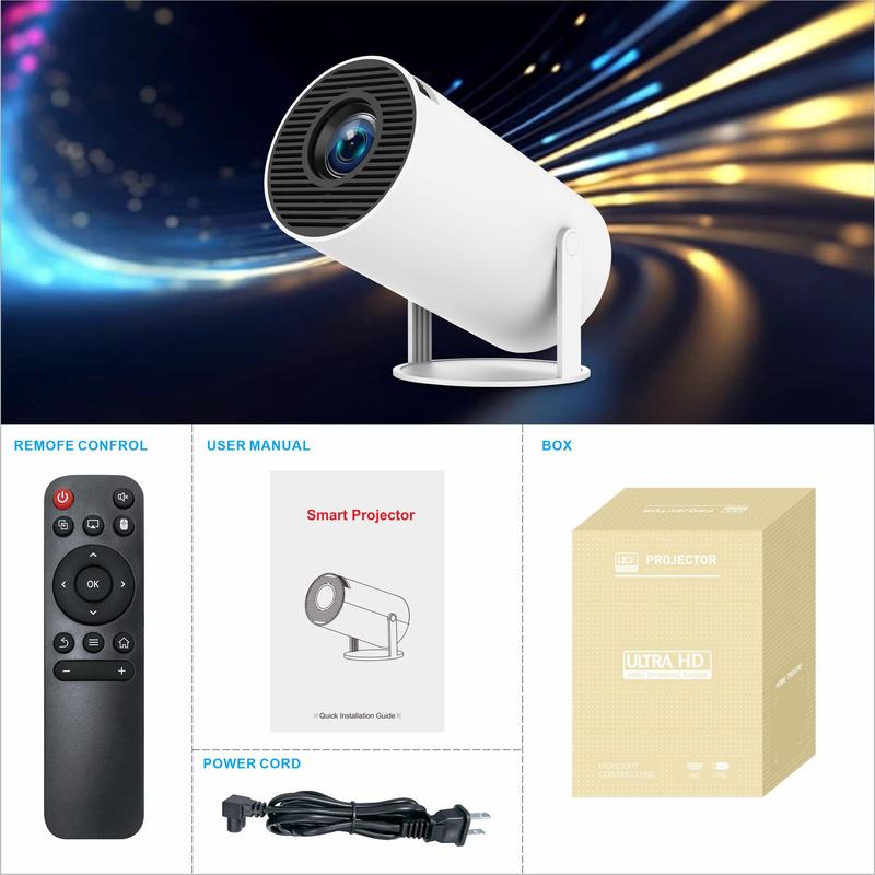 Portable Smart Projector, WiFi Bluetooth-compatible Projector, Mini Projectors, Home Theater Projector, Outdoor Projector for Home, Office