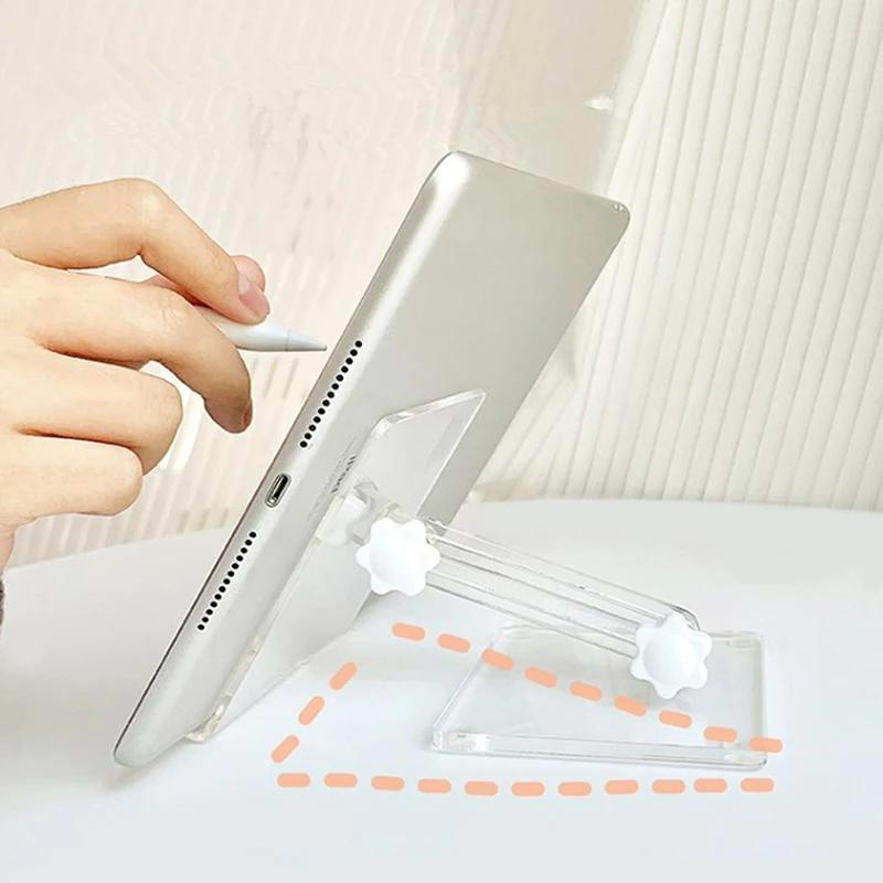 Clear Acrylic Desktop Phone Holder, Foldable Phone Stand, Phone Accessories for Live Broadcast & Tablet Computer