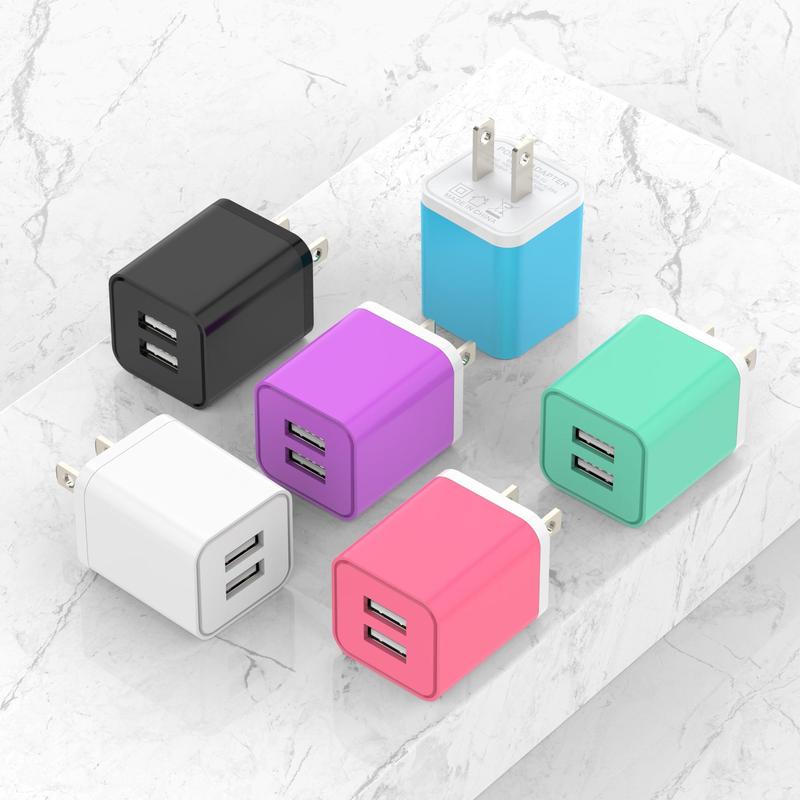 12W USB Wall High-Speed Charging Charger Kit, 5V 2.4A Dual USB Port Cube Power Plug Adapter, Summer Gift, Mobile Phone Charger Head for iPhone 13 iPad Cellphone, Smartphone Charging Accessories